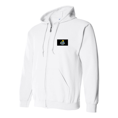 Men's Cartoon Pizza Logo Zipper Hoodie