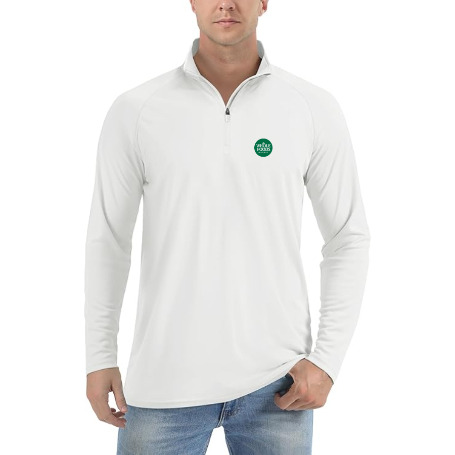 Men's Whole Foods Market Lightweight Quarter-Zip Athletic Shirt Long Sleeve Performance Wear