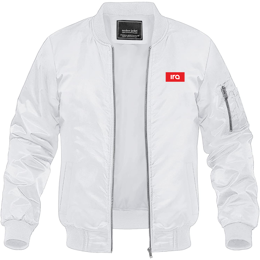 Men's IRA Logo Lightweight Bomber Jacket Windbreaker Softshell Varsity Jacket Coat