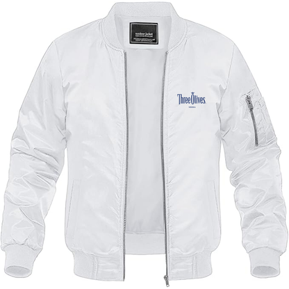 Men's Three Olives Logo Lightweight Bomber Jacket Windbreaker Softshell Varsity Jacket Coat