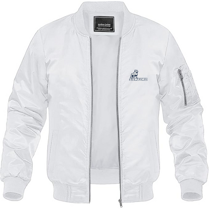 Men's Samford Bulldogs Logo Lightweight Bomber Jacket Windbreaker Softshell Varsity Jacket Coat