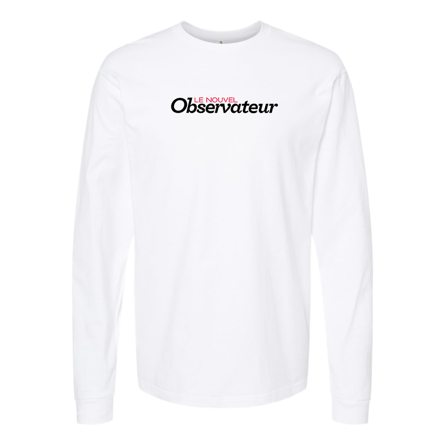 Men's Le Nouvel Observateur Logo  Cotton Long Sleeve T-Shirt
