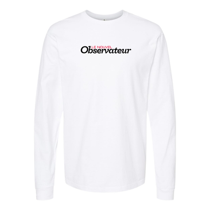 Men's Le Nouvel Observateur Logo  Cotton Long Sleeve T-Shirt
