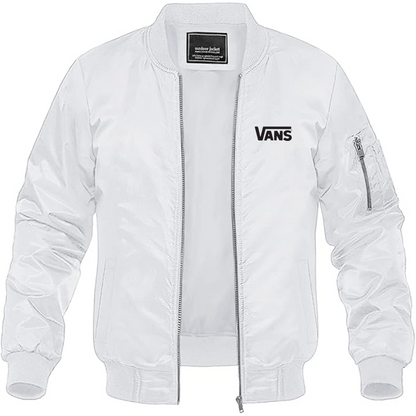 Men's Vans Logo Lightweight Bomber Jacket Windbreaker Softshell Varsity Jacket Coat