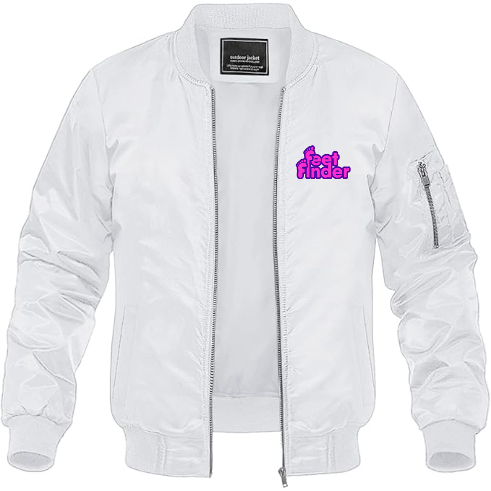 Men's FeetFinder Logo Lightweight Bomber Jacket Windbreaker Softshell Varsity Jacket Coat