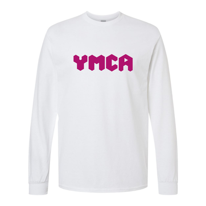 Men's  YMCA Mauve Gildan Heavy Cotton Long Sleeve T-Shirt