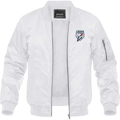 Men's Lidom Logo Lightweight Bomber Jacket Windbreaker Softshell Varsity Jacket Coat