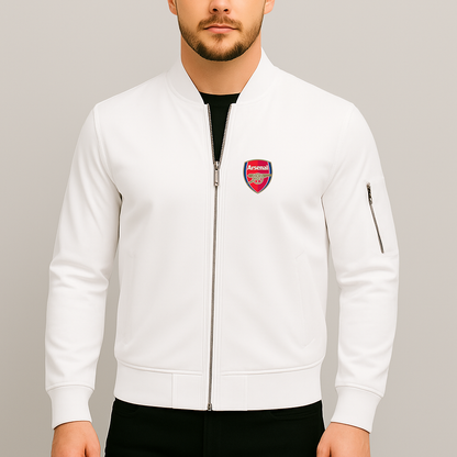 Men's Arsenal Soccer Lightweight Bomber Jacket - White