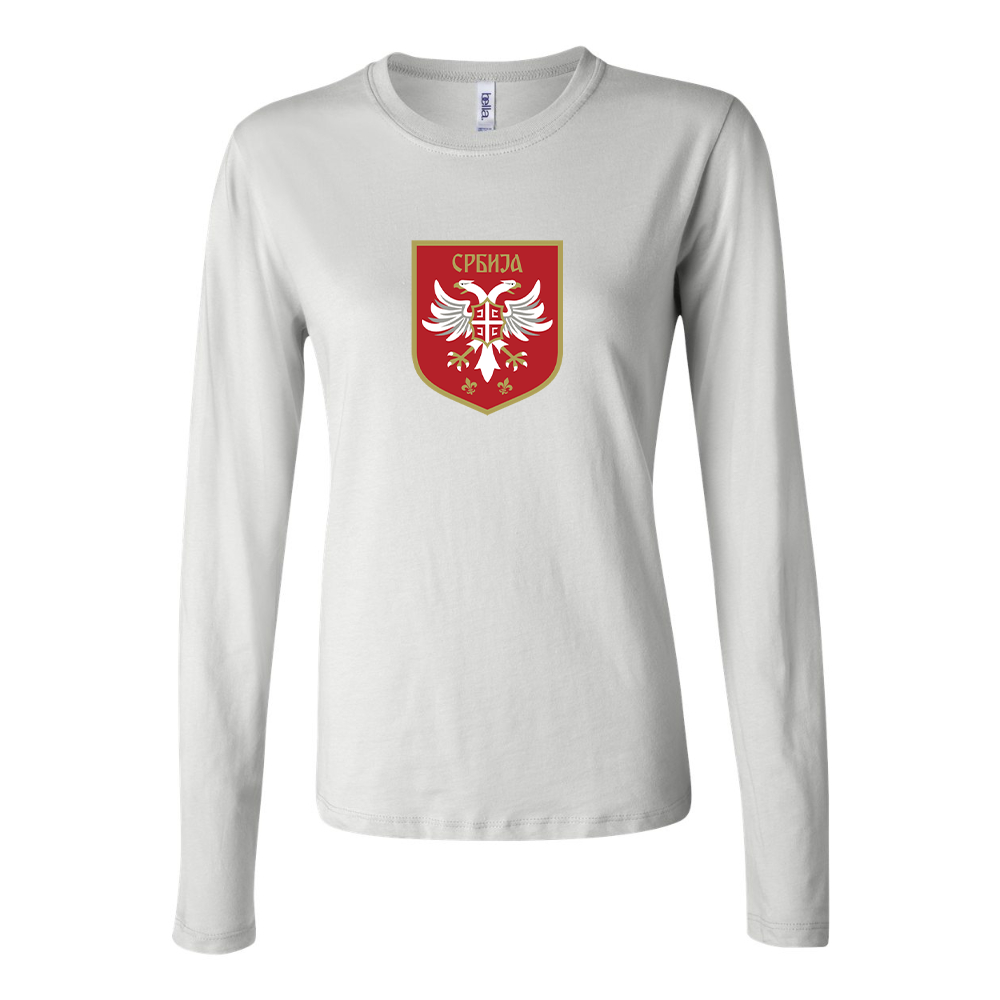 BELLA CANVAS Women’s Serbia National Football Soccer Team Logo Jersey Long Sleeve Tee
