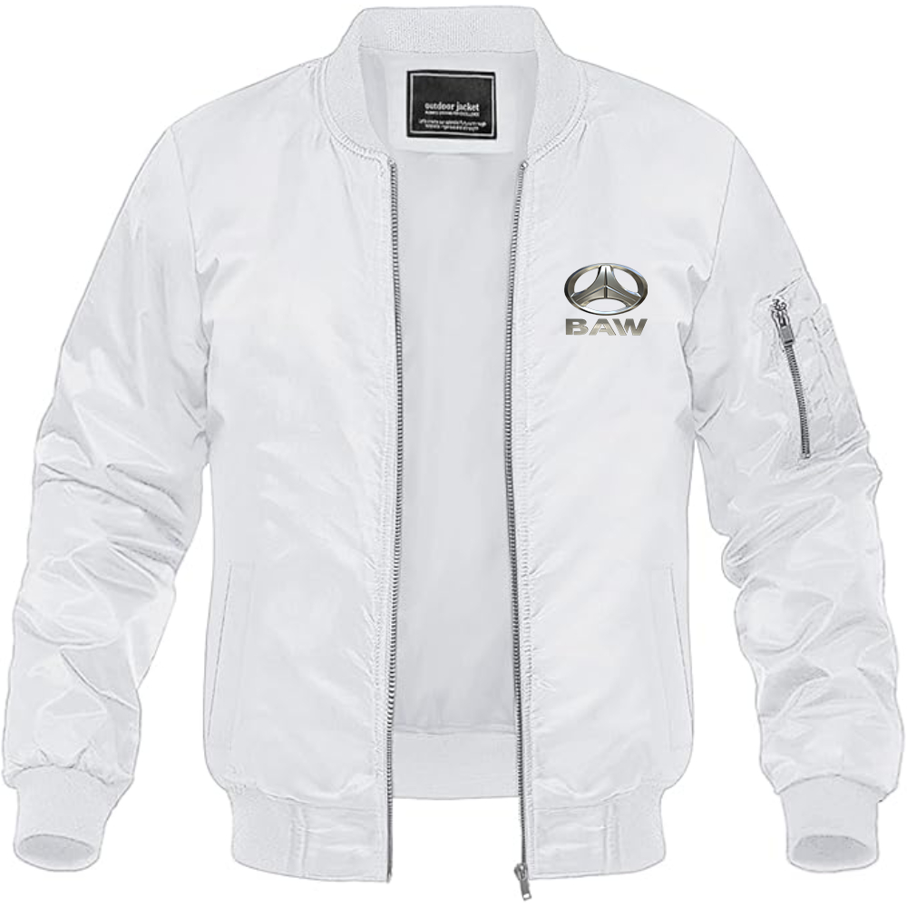 Men's Beijing Automobile Works Logo Lightweight Bomber Jacket Windbreaker Softshell Varsity Jacket Coat