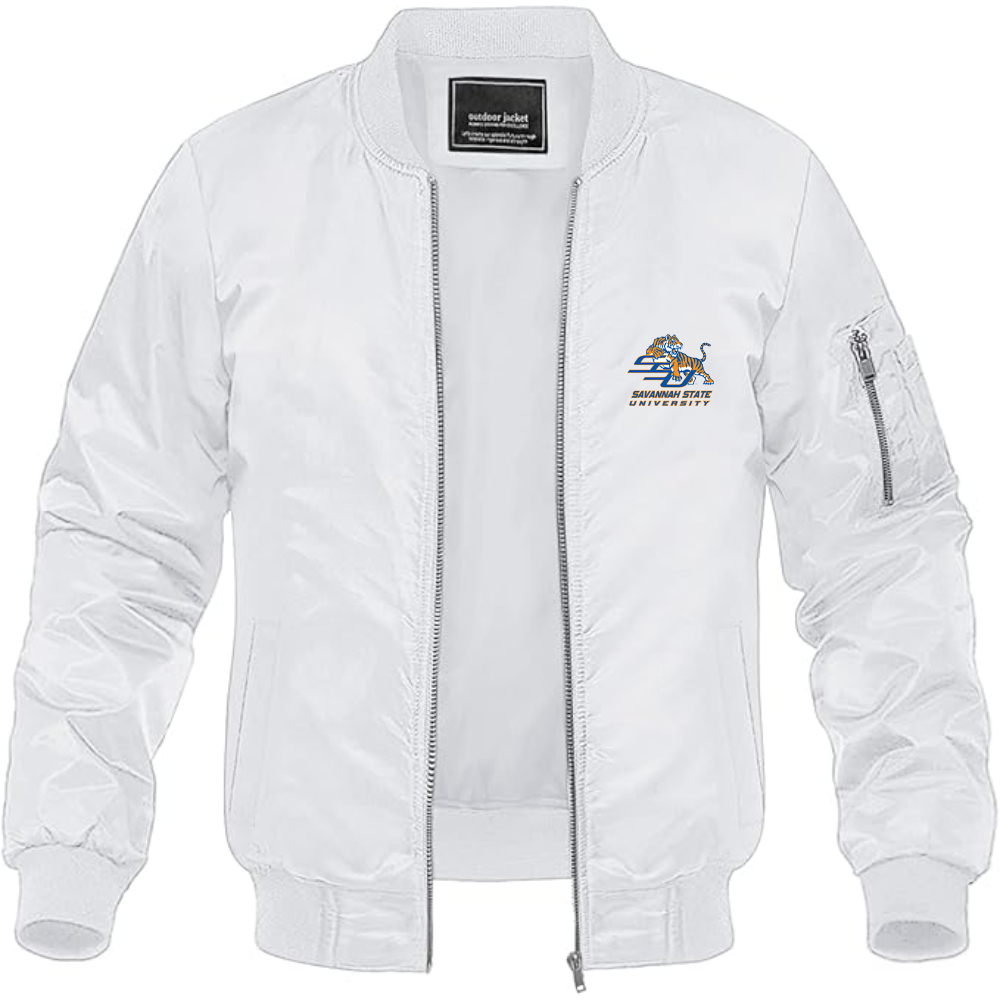 Men's Savannah State Tigers Logo Lightweight Bomber Jacket Windbreaker Softshell Varsity Jacket Coat