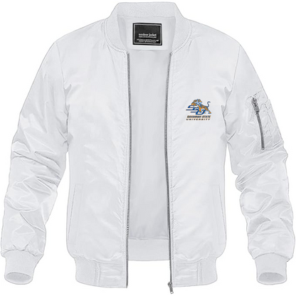 Men's Savannah State Tigers Logo Lightweight Bomber Jacket Windbreaker Softshell Varsity Jacket Coat
