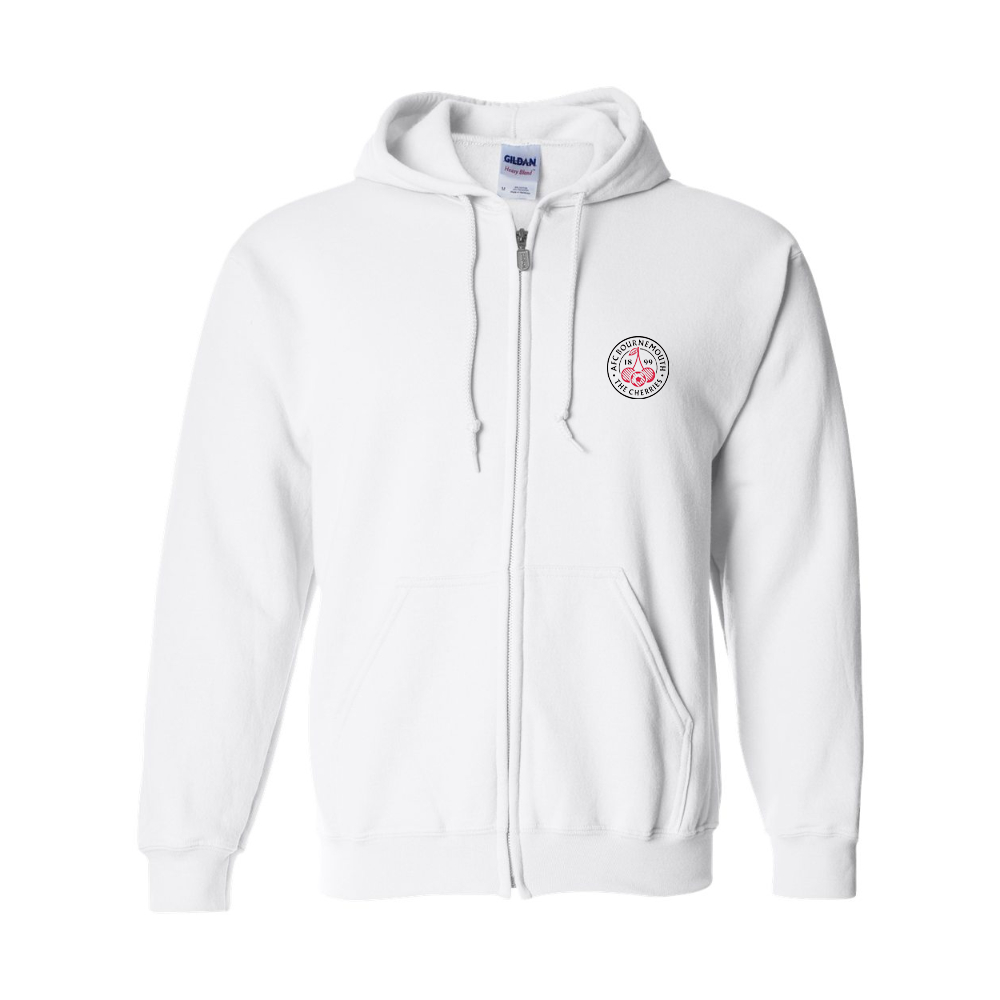 Men's  AFC Bournemouth Soccer Logo Gildan  Heavy Blend Full Zip Hooded Sweatshirt