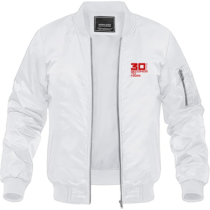 Men's 30 Seconds To Mars Logo Lightweight Bomber Jacket Windbreaker Softshell Varsity Jacket Coat