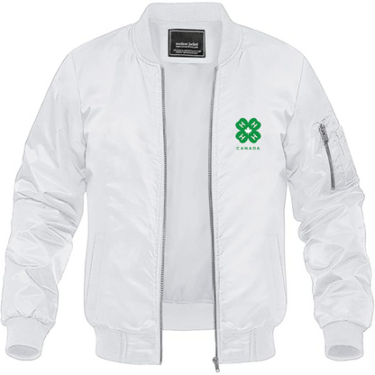 Men's 4H Canada Logo Lightweight Bomber Jacket Windbreaker Softshell Varsity Jacket Coat