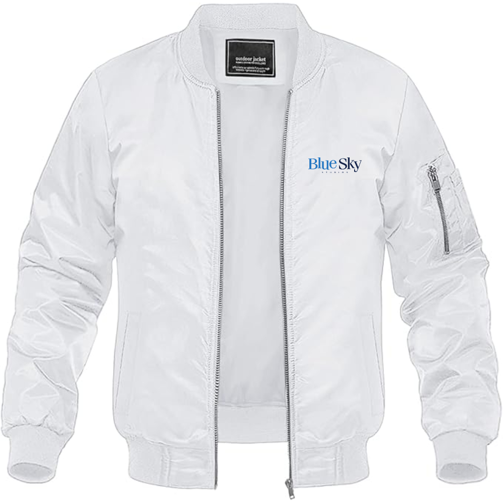 Men's Blue Sky Studios Logo Lightweight Bomber Jacket Windbreaker Softshell Varsity Jacket Coat