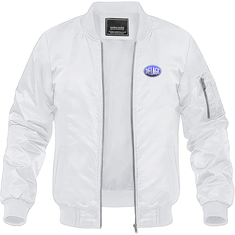 Men's Delage Logo Lightweight Bomber Jacket Windbreaker Softshell Varsity Jacket Coat