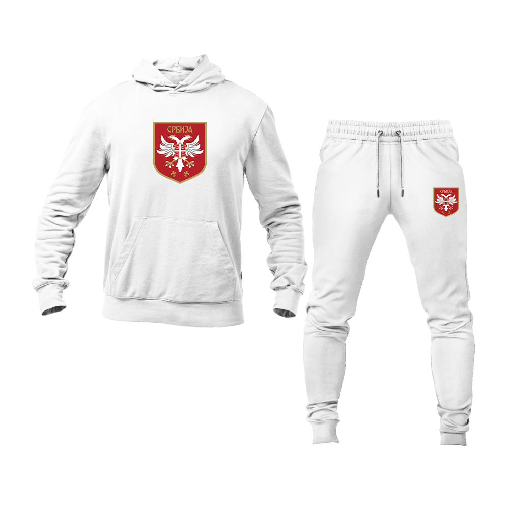 Men's Serbia National Football Soccer Team Logo Hoodie Joggers Set
