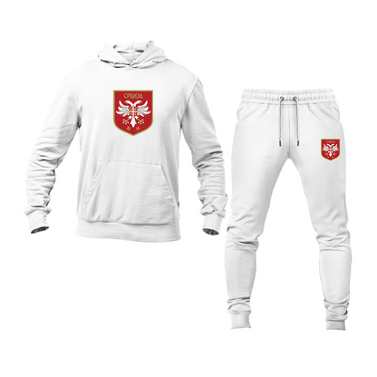 Men's Serbia National Football Soccer Team Logo Hoodie Joggers Set