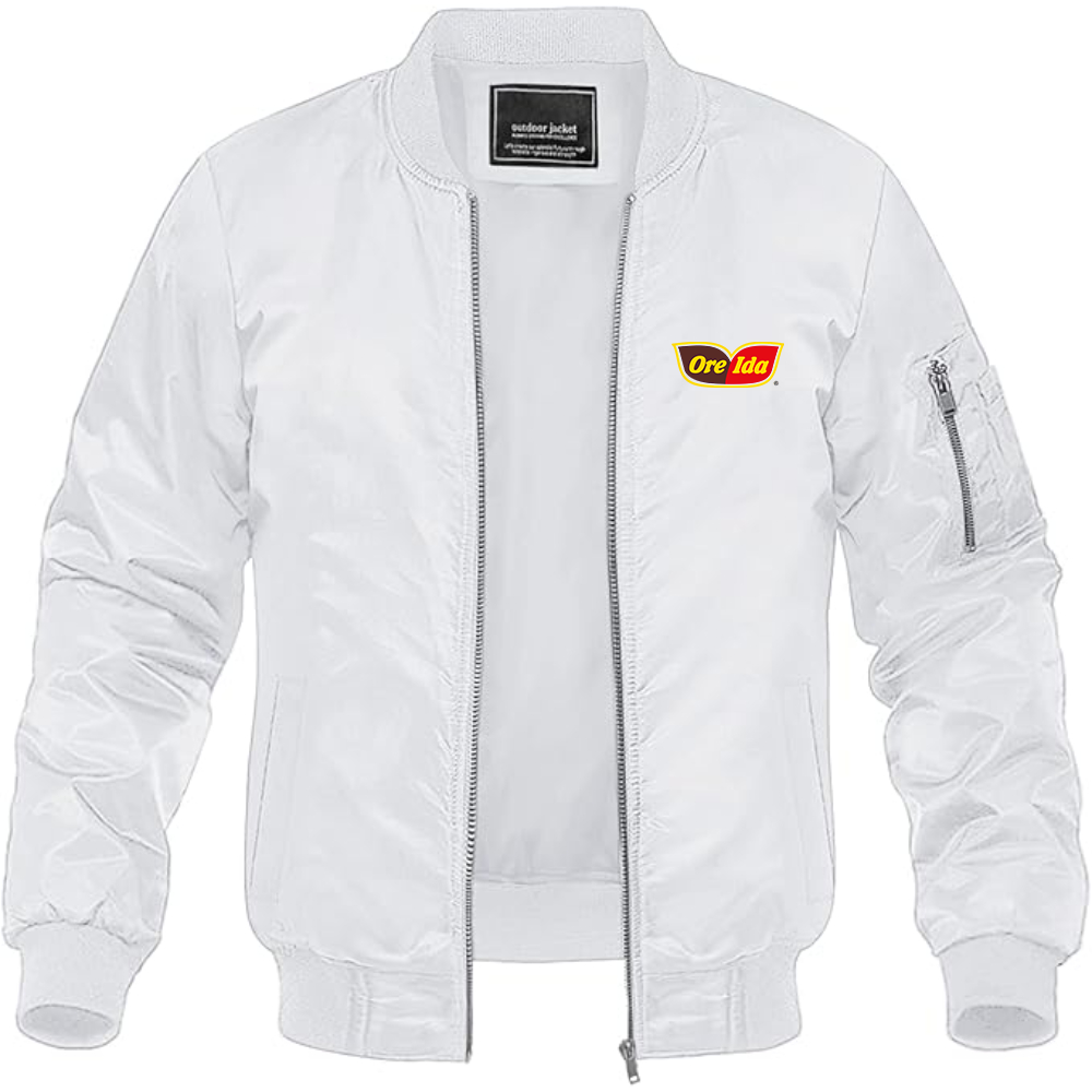 Men's Ore Ida Logo Lightweight Bomber Jacket Windbreaker Softshell Varsity Jacket Coat