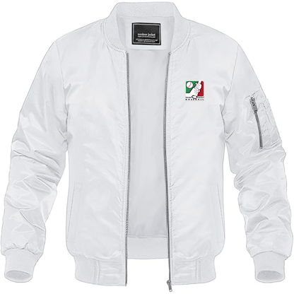 Men's  Italian Baseball League Logo Lightweight Bomber Jacket Windbreaker Softshell Varsity Jacket Coat