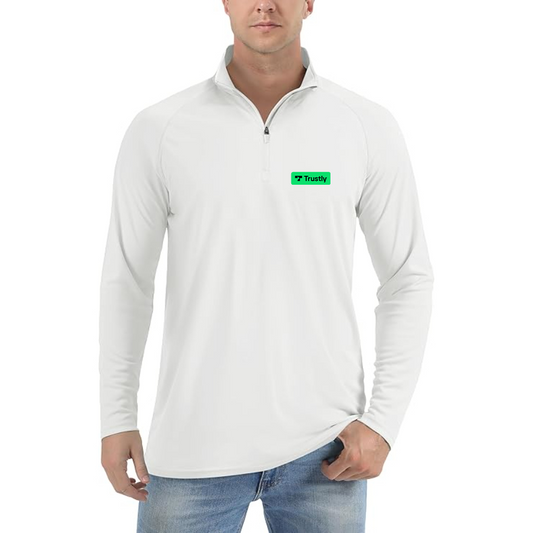Men's Trustly Horizontal Logo Lightweight Quarter-Zip Athletic Shirt Long Sleeve Performance Wear
