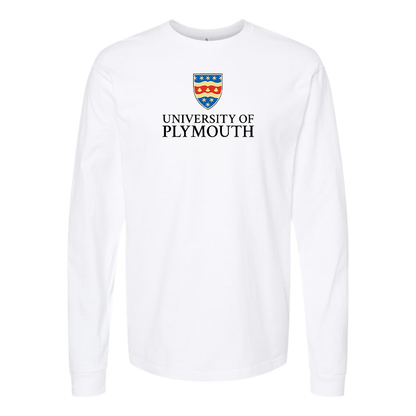 Men's University of Plymouth Logo  Cotton Long Sleeve T-Shirt