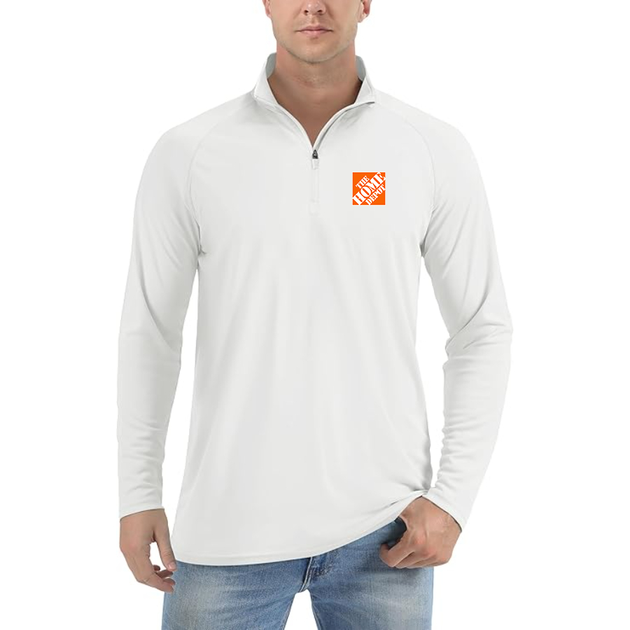 Men's The Home Depot Lightweight Quarter-Zip Athletic Shirt Long Sleeve Performance - White