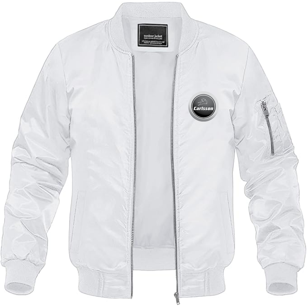Men's Carlsson Logo Lightweight Bomber Jacket Windbreaker Softshell Varsity Jacket Coat