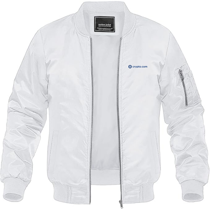 Men's Crypto.Com  Logo Lightweight Bomber Jacket Windbreaker Softshell Varsity Jacket Coat