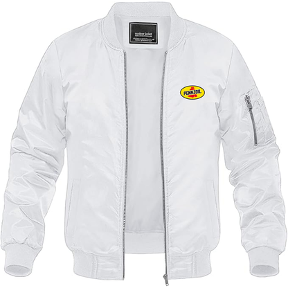 Men's Pennzoil Logo Lightweight Bomber Jacket Windbreaker Softshell Varsity Jacket Coat