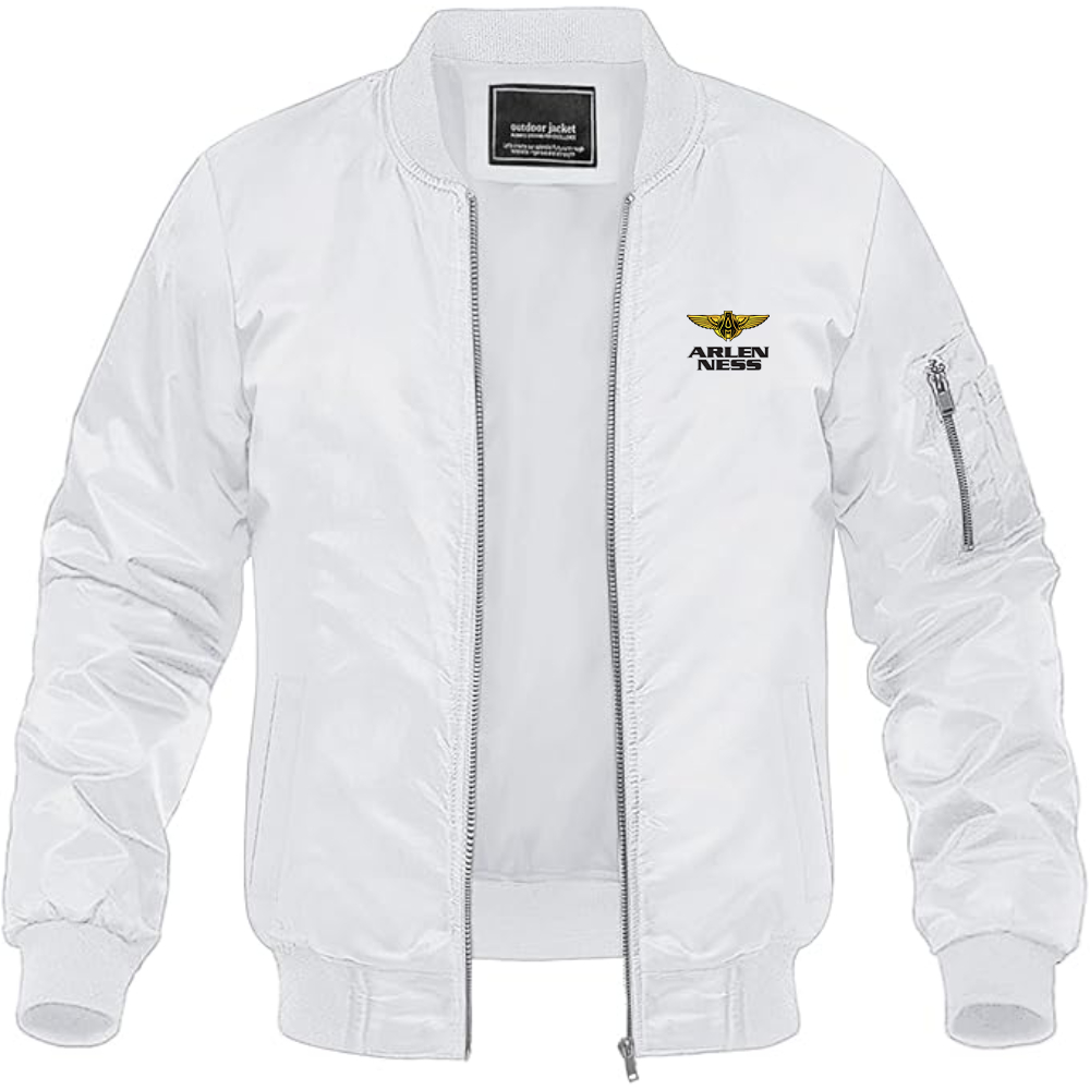 Men's Arlen Ness Logo Lightweight Bomber Jacket Windbreaker Softshell Varsity Jacket Coat