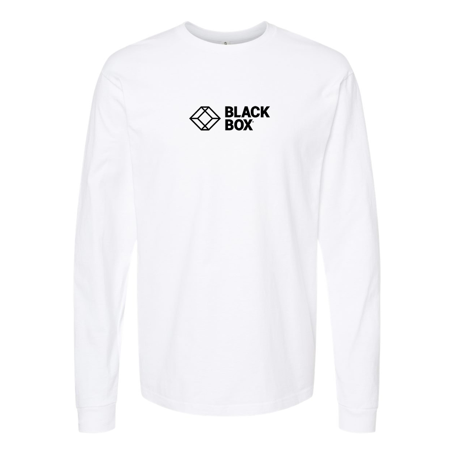 Men's Black Box Logo Cotton Long Sleeve T-Shirt