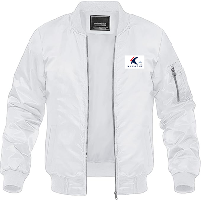 Men's  K League  Logo Lightweight Bomber Jacket Windbreaker Softshell Varsity Jacket Coat