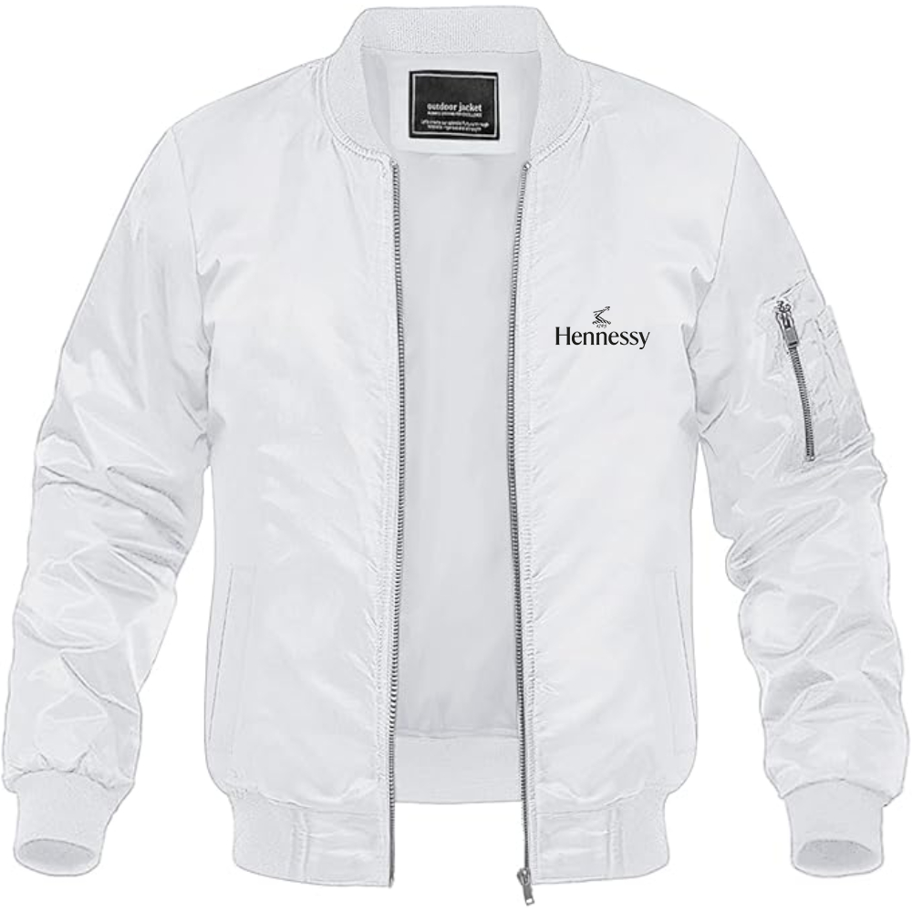 Men's Hennessy Logo Lightweight Bomber Jacket Windbreaker Softshell Varsity Jacket Coat