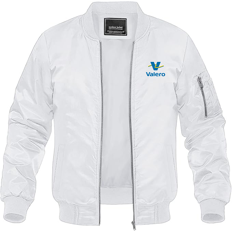 Men's Valero Gas Station Lightweight Bomber Jacket - White