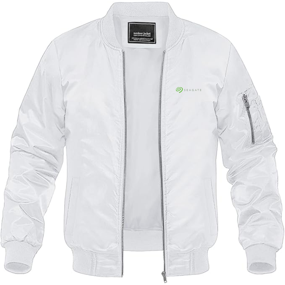 Men's Seagate Logo  Lightweight Bomber Jacket Windbreaker Softshell Varsity Jacket Coat