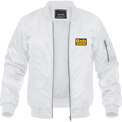 Men's Bob the Builder Logo Lightweight Bomber Jacket Windbreaker Softshell Varsity Jacket Coat