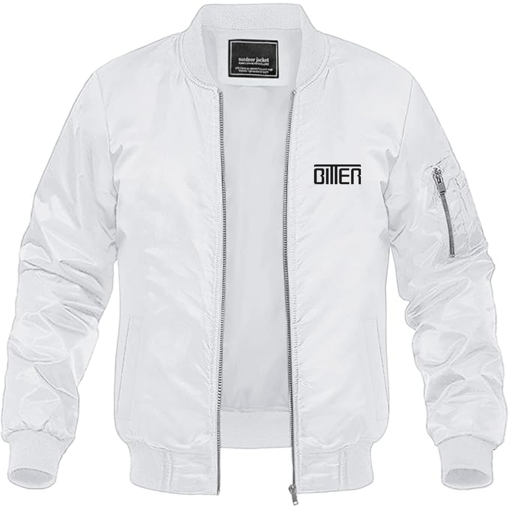 Men's Bitter Logo Lightweight Bomber Jacket Windbreaker Softshell Varsity Jacket Coat