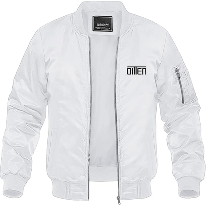 Men's Bitter Logo Lightweight Bomber Jacket Windbreaker Softshell Varsity Jacket Coat