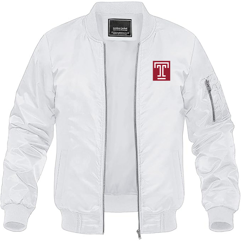 Men's Temple Owls Lightweight Bomber Jacket - White