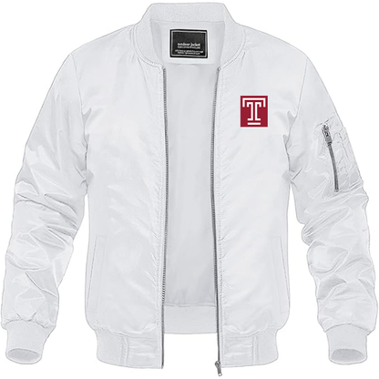 Men's Temple Owls Lightweight Bomber Jacket - White