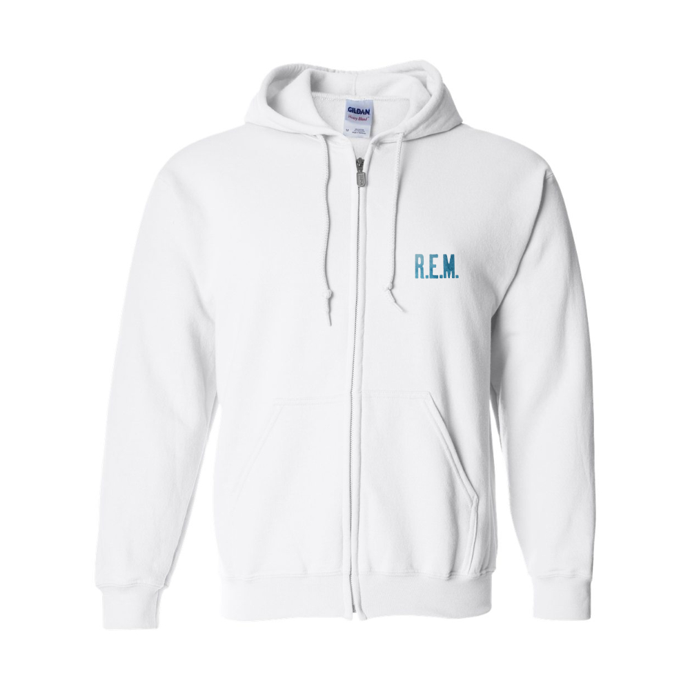 Men's R.E.M. Blue Gildan  Heavy Blend Full Zip Hooded Sweatshirt