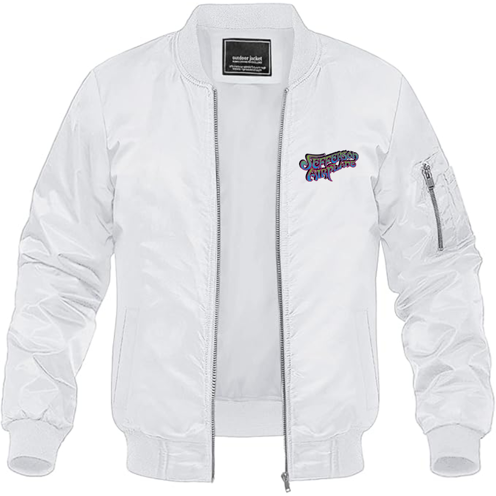 Men's Jefferson Airplane Logo Lightweight Bomber Jacket Windbreaker Softshell Varsity Jacket Coat