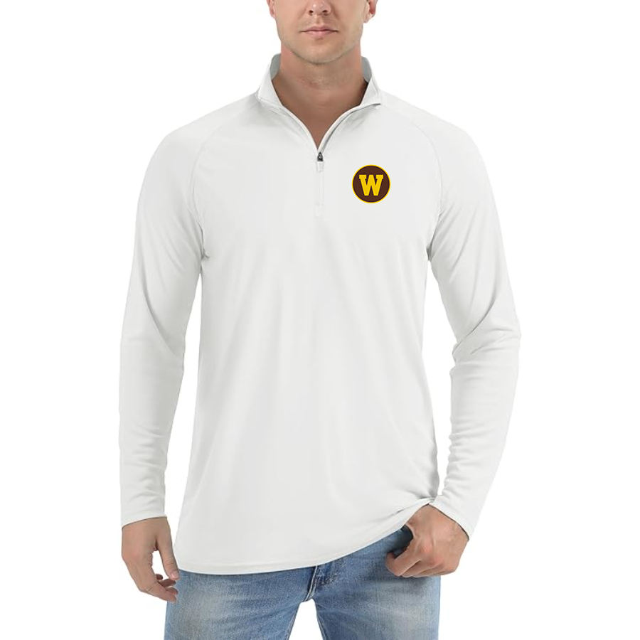 Men's Western Michigan Broncos Lightweight Quarter-Zip Athletic Shirt Long Sleeve Performance - White