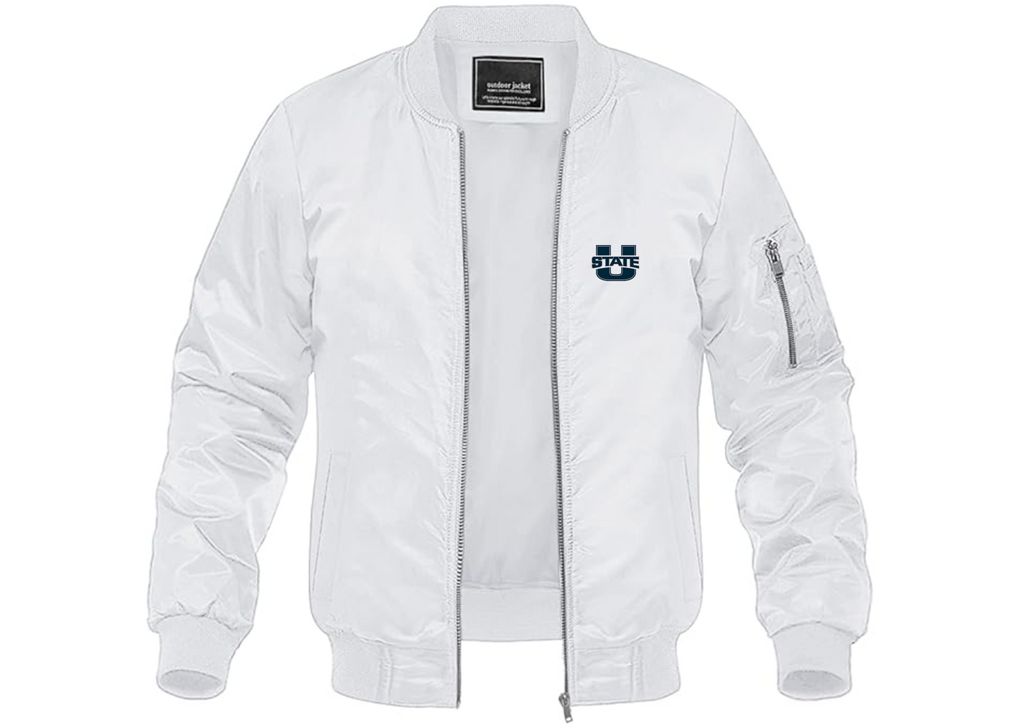 Men's Utah State Aggies Lightweight Bomber Jacket Windbreaker Softshell Varsity Jacket Coat