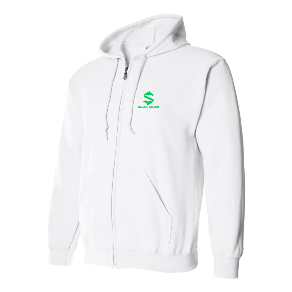 Men's Black Shark Logo Zipper Hoodie