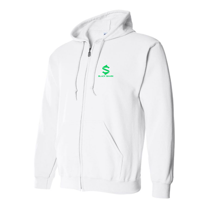 Men's Black Shark Logo Zipper Hoodie