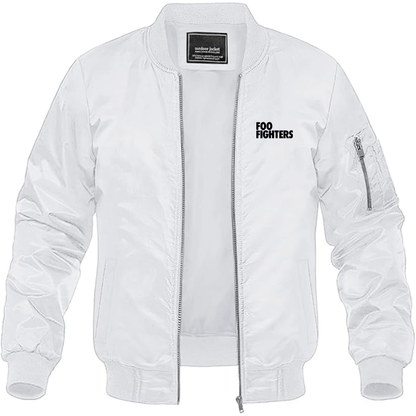 Men's Foo Fighters Logo Lightweight Bomber Jacket Windbreaker Softshell Varsity Jacket Coat