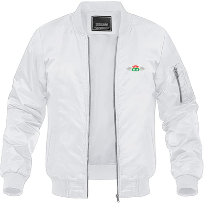 Men's Central Perk Logo Lightweight Bomber Jacket Windbreaker Softshell Varsity Jacket Coat